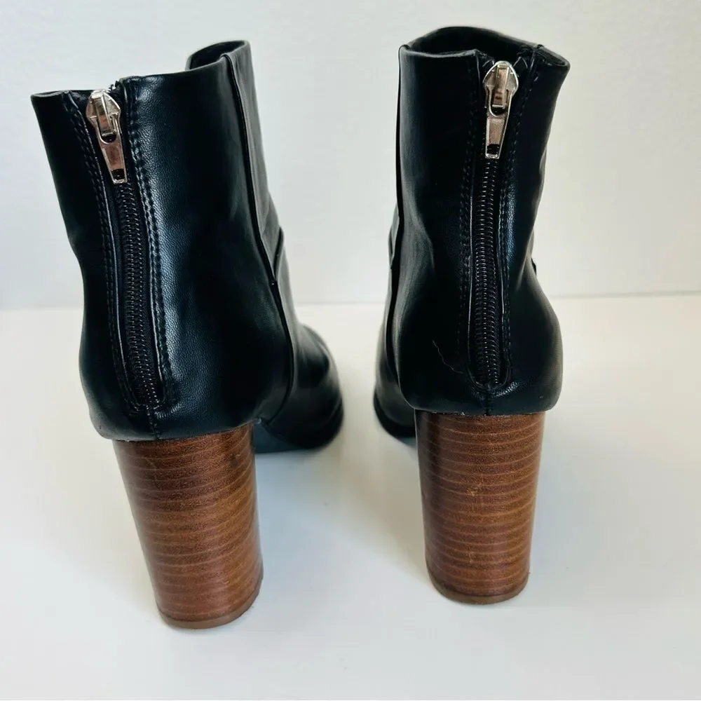 ASOS Black Vegan Leather Block Heel Boots Size‎ 6